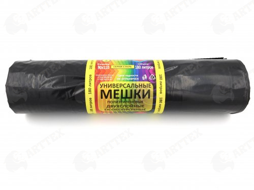 нф-00000737 arttex мешки для мусора 2х слойные особопрочные 180л 15шт/рул 20рул/кор