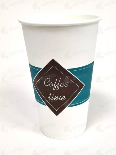 нф-00001215 arttex бумажный стакан «coffee time» 400 мл, d90×h135 мм, 1000 шт/кор