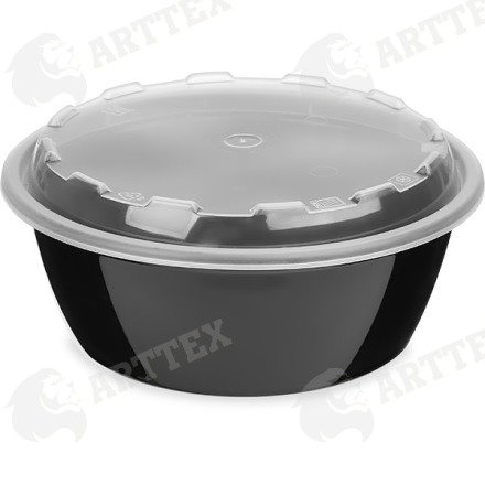 нф-00001459 arttex контейнер 530 мл d152 мм h48 мм полипропилен чёрный с крышкой 150 шт./кор