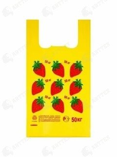 нф-00000038 arttex пакет-майка клубника 30+16×55 см, пнд, 700гр 1000шт/упак