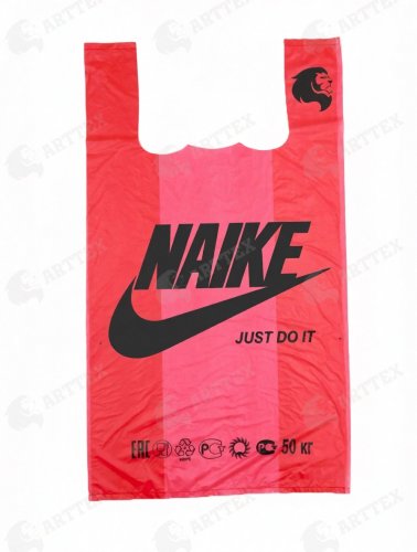 нф-00001421 arttex пакет‑майка arttex «найк» 30×55 см, пнд 6,5 г, красный, 60 шт./уп., 20 уп./меш.