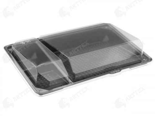 нф-00000564 arttex контейнер kd-011 с крышкой, 220×148×40 мм, пс, чёрный, 540 шт./кор.