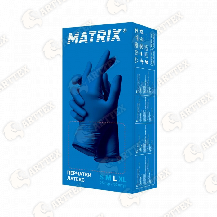 нф-00000779 arttex перчатки латексные matrix high risk размер l 50шт. 10уп./кор