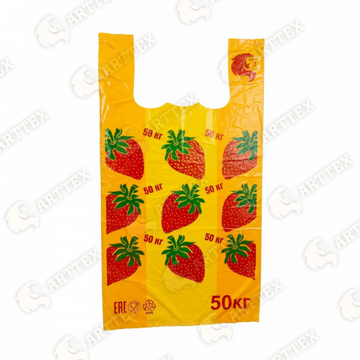 нф-00000829 arttex пакет-майка клубника 30*55 см "arttex" , пнд, 100шт/пач 1пач/упак (7кг)