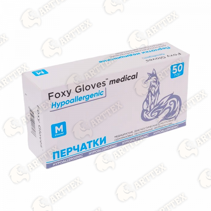 нф-00001114 arttex перчатки одноразовые нитриловые foxy-gloves, голубые, размер m, 100 шт/упак, 10 упак/кор