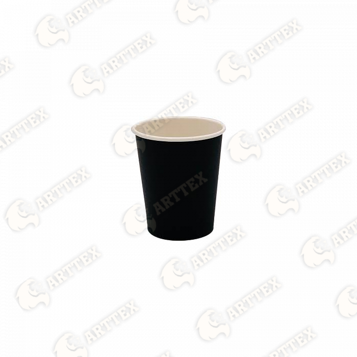 нф-00001265 arttex бумажный стакан чёрный 70×80 мм (d70, h80), ламинированный картон, 1 шт./упак, 2000 шт./кор.