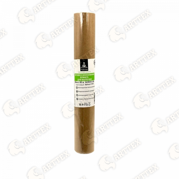 нф-00001324 arttex пергамент gurmanoff, 38 см × 50 м, коричневый (плотность 35 г/м²), 14 рулонов в коробке.