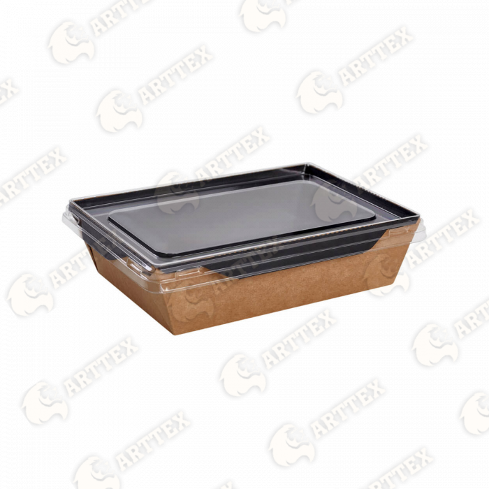 нф-00001428 arttex контейнер opsalad osq black wood, 500 мл, 164×115×45 мм, крафт‑картон с чёрной ламинацией, цвет: крафт‑чёрный, без крышки, 50 шт./упак., 600 шт./кор.